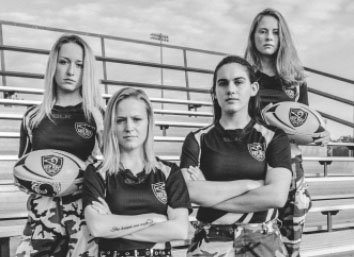 The senior girls’ rugby players pose for a serious photo. Photo courtesy Amanda White.