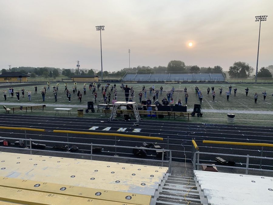The Marching Rams during a morning practice. Photo courtesy Jayson Gerth.