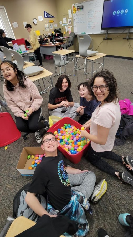 Students putting together Easter Eggs. Jenna Scandiffio photo.