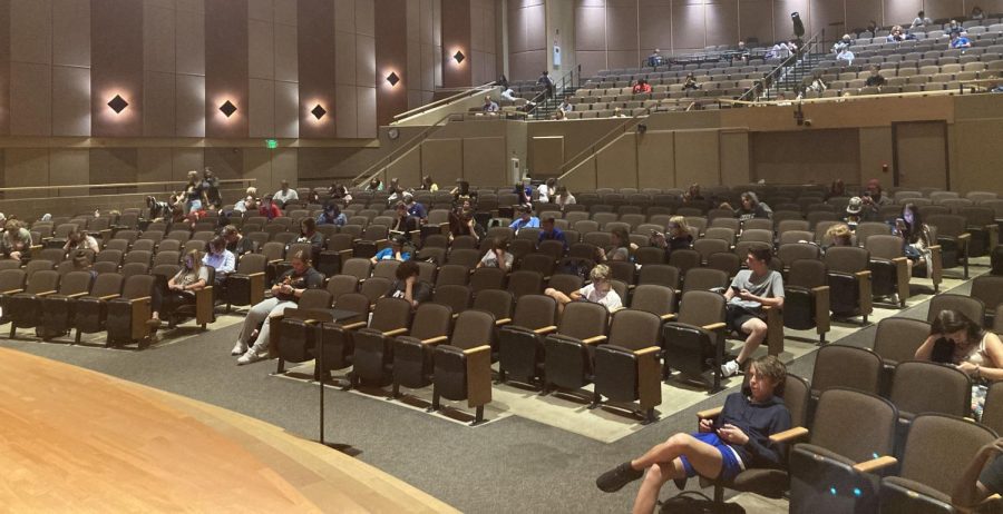 Students in the auditorium for study hall. Monica Cunningham photo.