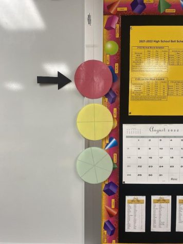 One example of the phone stoplight on display in a math classroom. Alex Dishinger photo. 