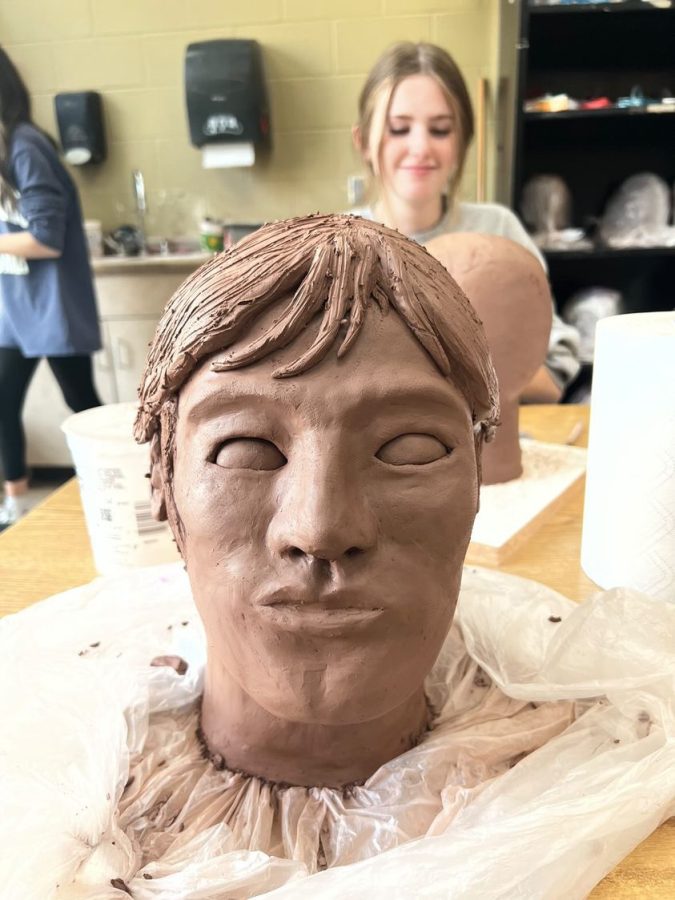 Hannah Schwemms clay bust of the character Mr. Darcy. Photo courtesy Hannah Schwemm.