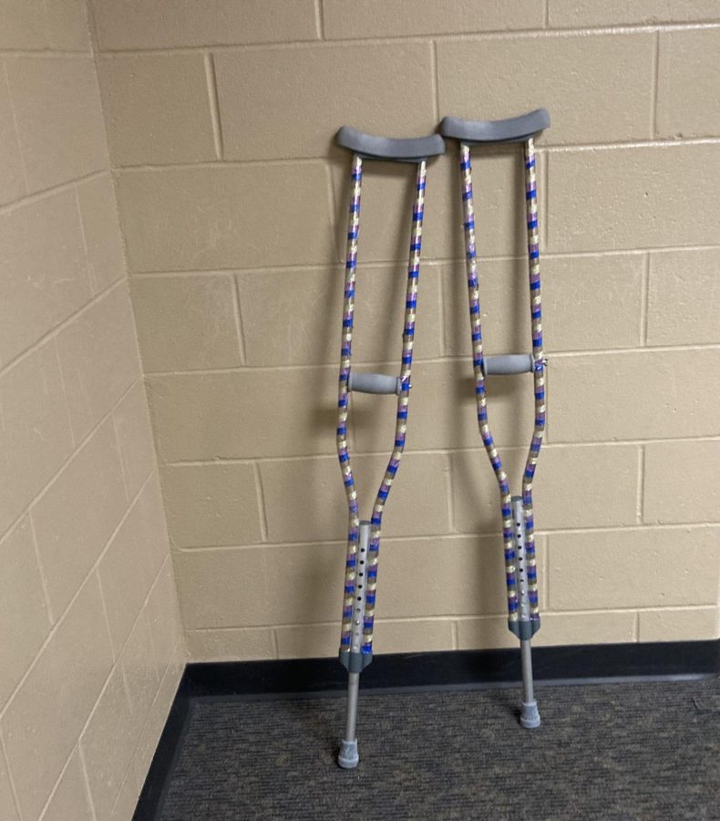 Crutches are a tool that may help injured athletes on their road to recovery. Photo courtesy Ellie Steinhelper.