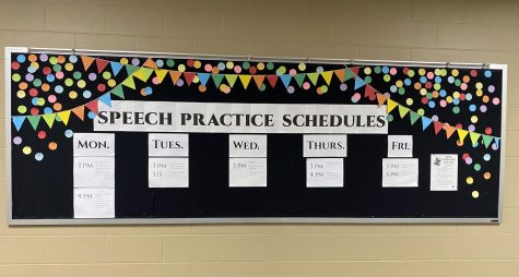 Speech team practice schedules for this seasons performances. Paxton Brown photo.