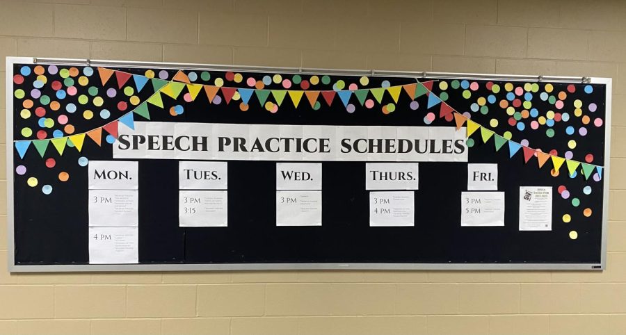 Speech team practice schedules for this seasons performances. Paxton Brown photo.