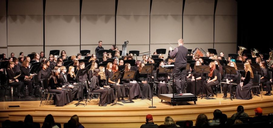 The Symphonic Band performing at the last winter concert. Dina Parker photo.