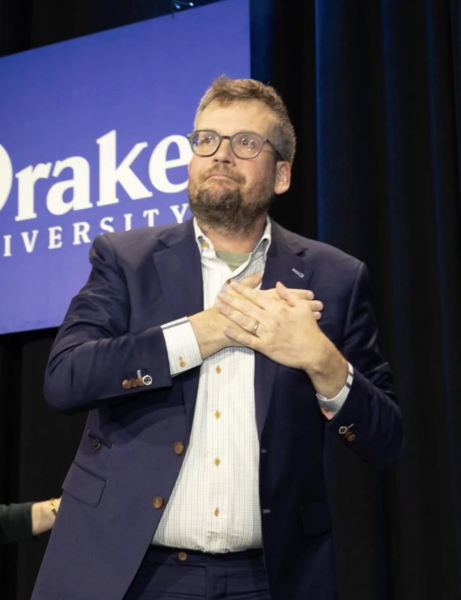 John Green at the Drake University's Knapp Center on April 2, 2026. Photo courtesy of Drake University's Instagram.