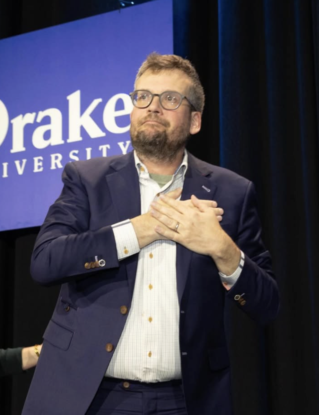 John Green at the Drake University's Knapp Center on April 2, 2026. Photo courtesy of Drake University's Instagram.
